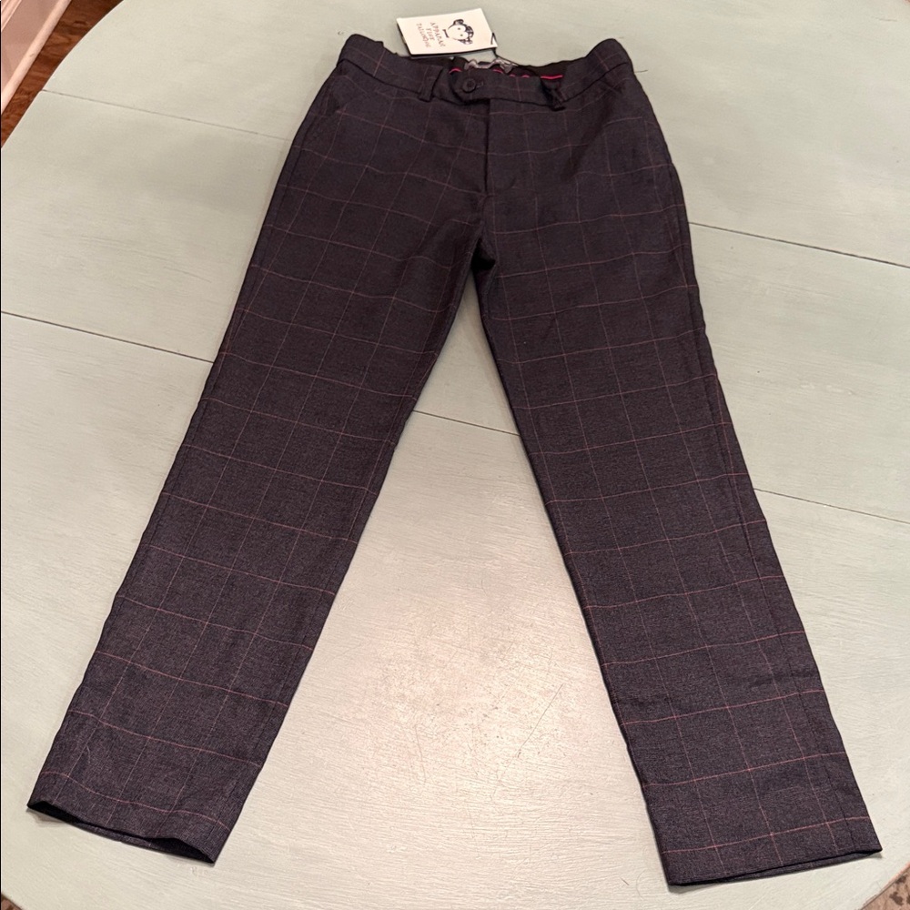 Appaman boys graphite windowpane Dress Pants - dark gray and Red